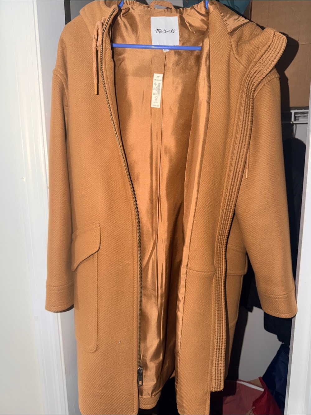 Madewell Camel Hooded Trench Coat
